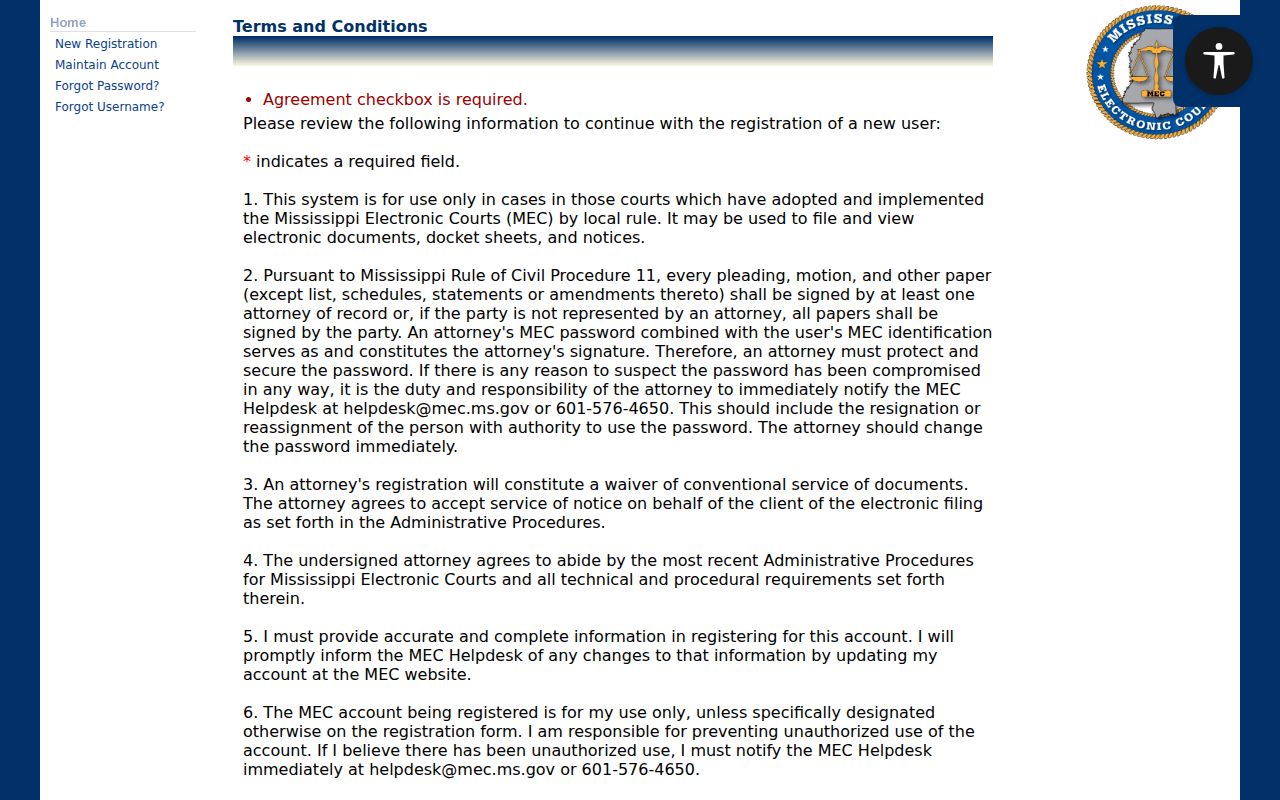 Simpson County case lookup MEC access terms and search charges