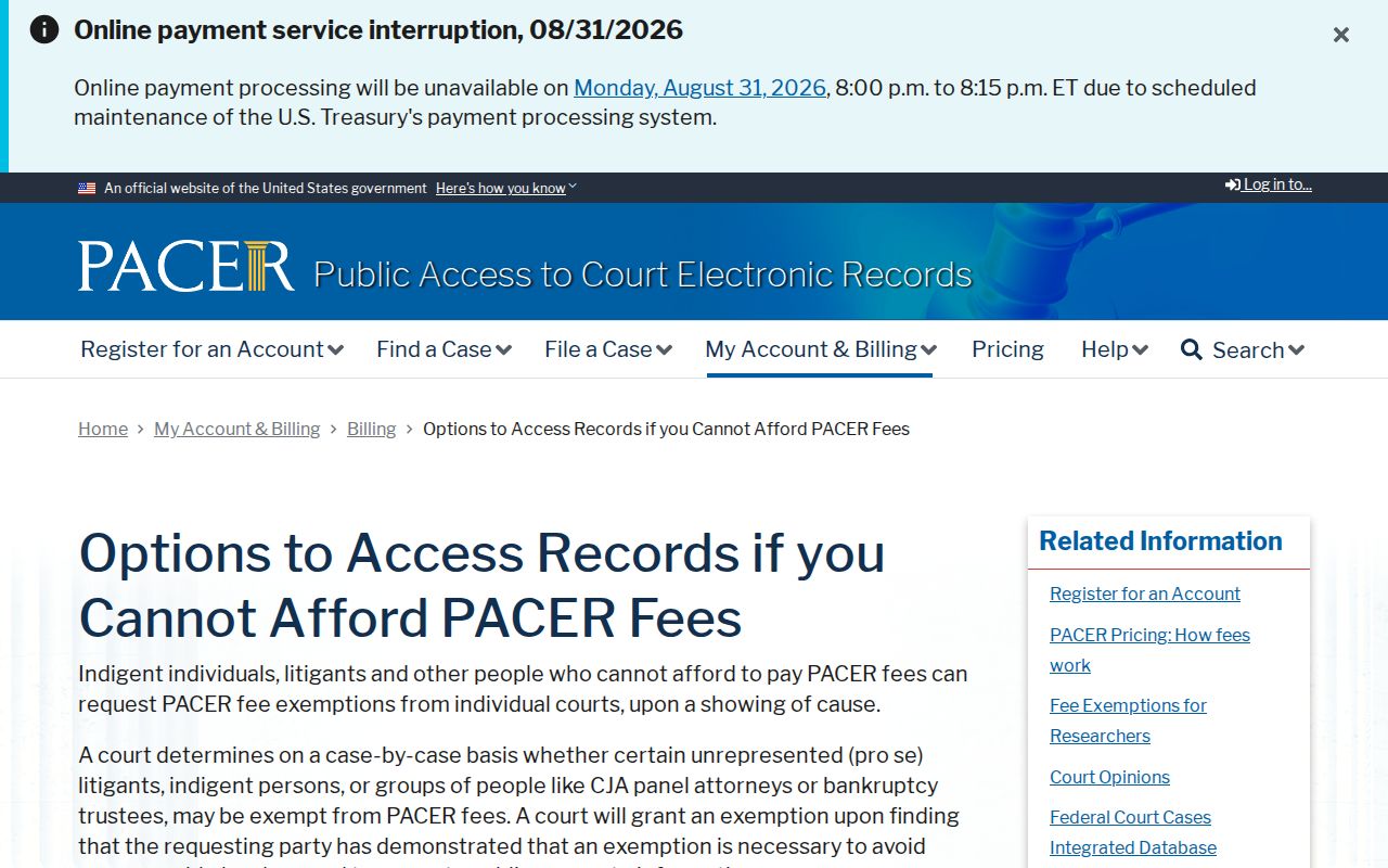 Simpson County case lookup PACER federal record access information