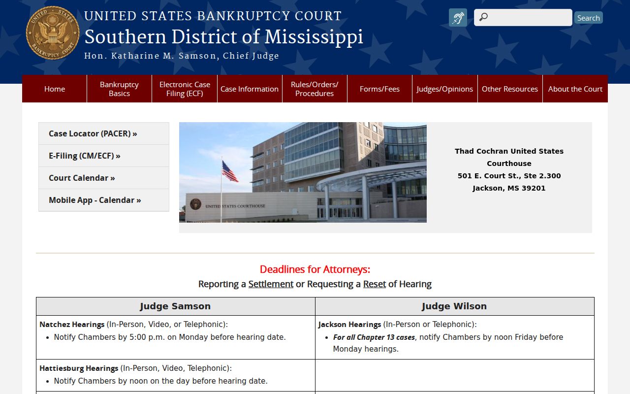 Simpson County civil docket Southern District bankruptcy court page