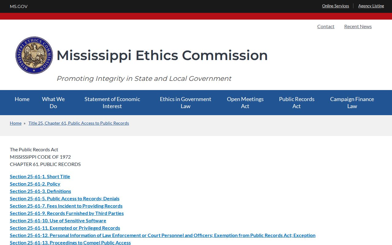 Simpson County court records Mississippi Public Records Act information