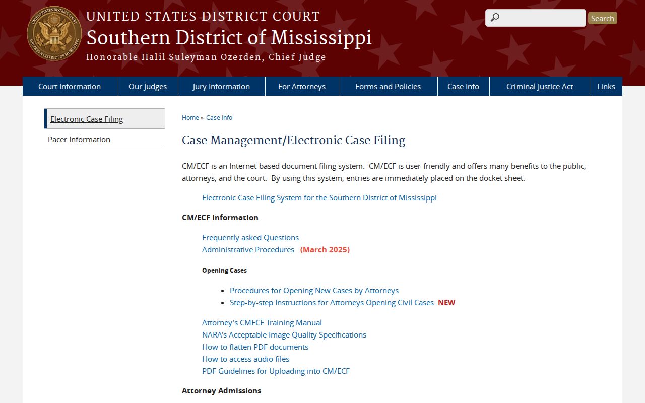 Simpson County court records Southern District CM ECF information