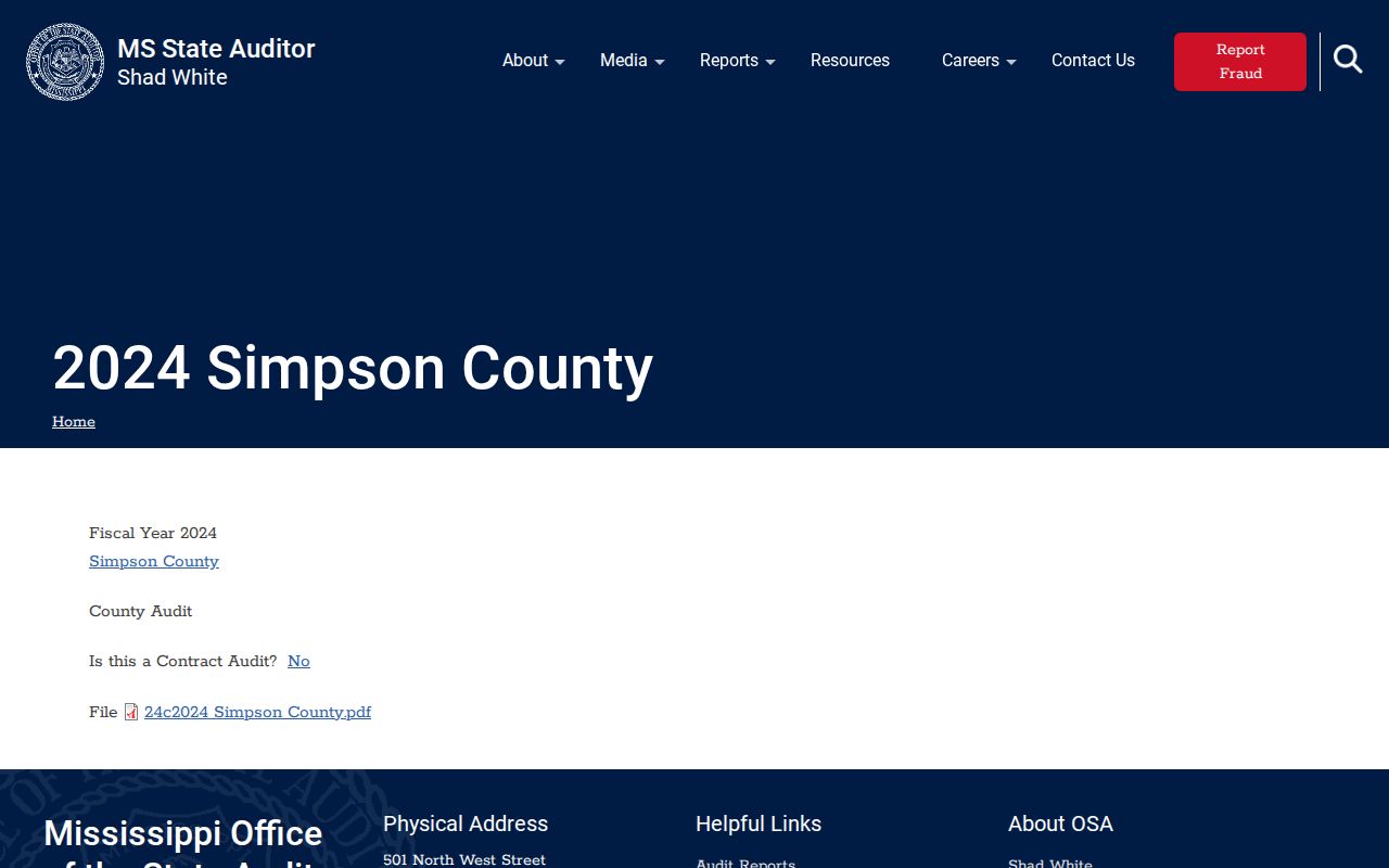 Simpson County court docket official county audit page