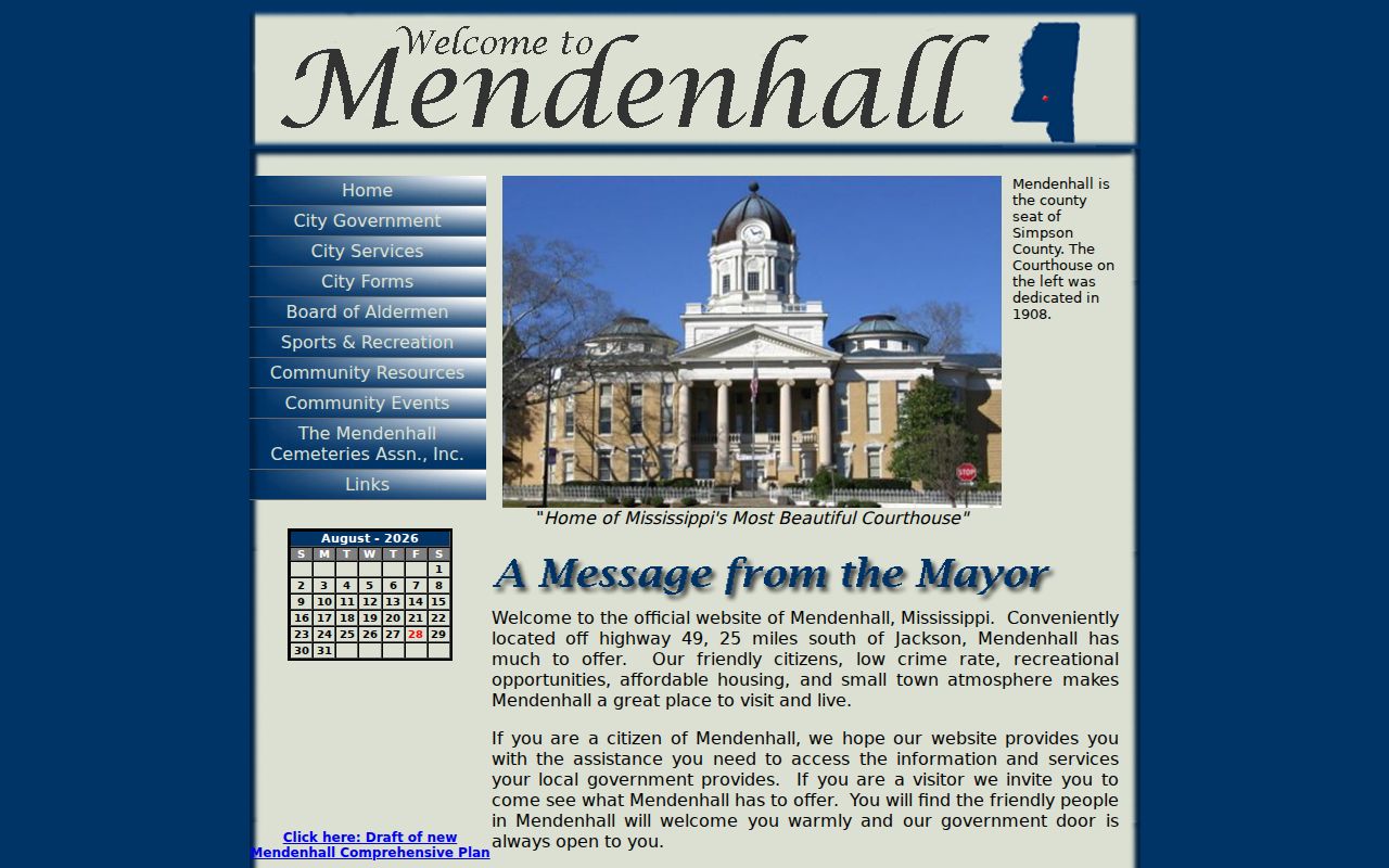 Simpson County Mendenhall court docket City Hall and county courthouse context